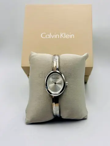 Calvin Klein Ladies Silver Bangle Watch – Excellent Condition with Box