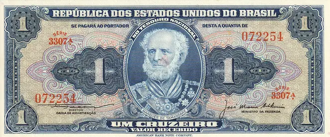 BRAZIL 1 CRUZEIRO BANKNOTE 1954