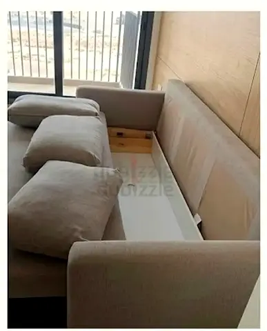 3-Seater Beige Fabric Sofa with Storage — Good Condition