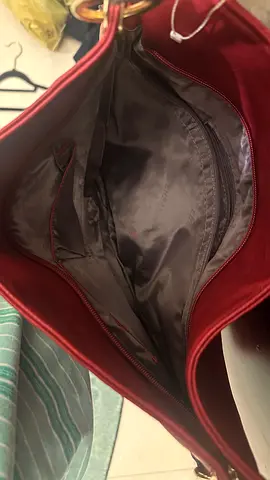 Genuine Red leather shoulder bag with gold-tone rings (Negotiable)