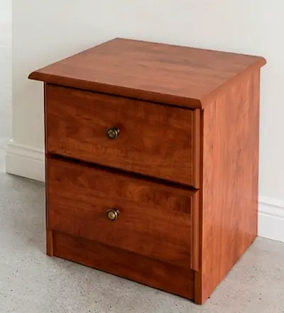 Solid Wood 2-Drawer Nightstand - Warm Walnut Finish Modern Design