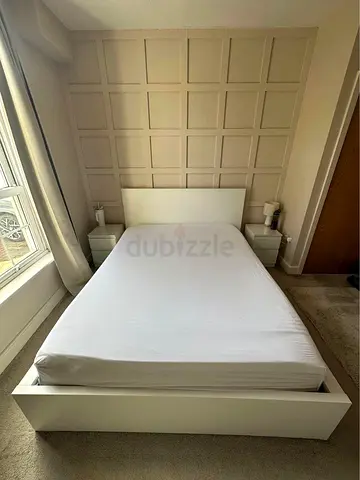 IKEA White MALM Double Storage Bed with IKEA Mattress 140 x 200 cm