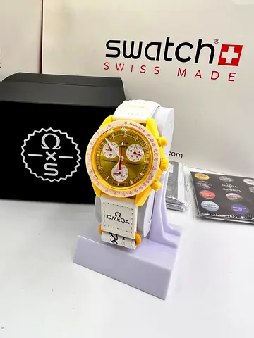 Swatch x Omega Bioceramic Yellow Chronograph Unisex Watch - Like New