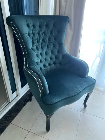 Dark Green and Dark red Velvet Accent Armchairs with Tufted Back and Nailhead Trim