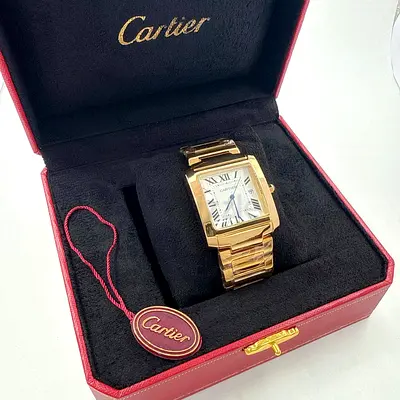 Cartier gold mens watch with original box - excellent condition