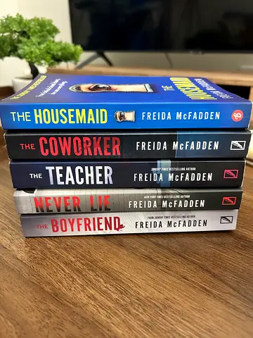 Freida McFadden paperback set — The Housemaid, The Coworker, The Teacher, Never Lie, The Boyfriend