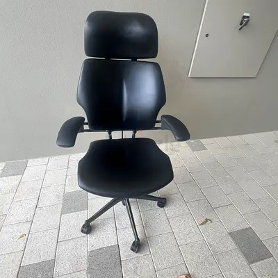human scale office chair with headrest