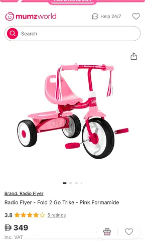 Radio Flyer Fold 2 Go Pink Tricycle - Excellent Condition