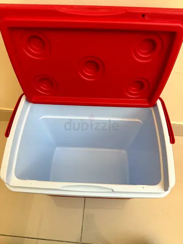 Red and White Portable Cooler Box