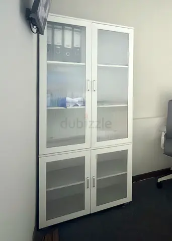 White Glass-Door Storage Cabinet (Tall) - Good Condition