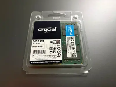 Crucial 64GB Kit (2 x 32GB) DDR4-3200 SODIMM Laptop Memory