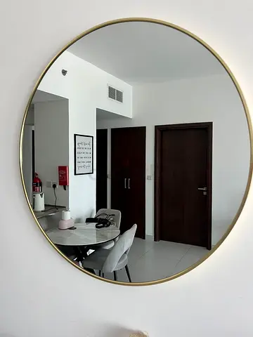 Round Gold Framed Wall Mirror - Large Decorative Mirror