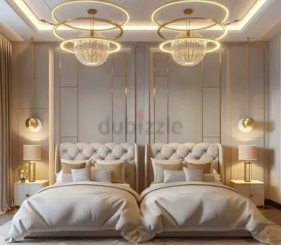 Pair of Elegant Tufted Single Beds with Headboards - Beige/Neutral