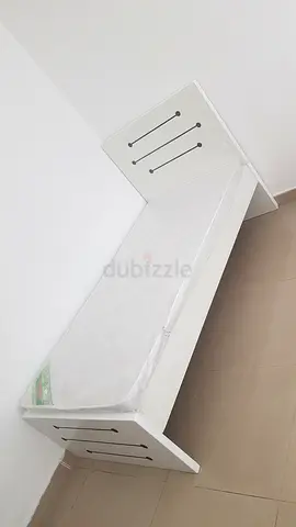 White Wooden single 90*190cm bed with mattress