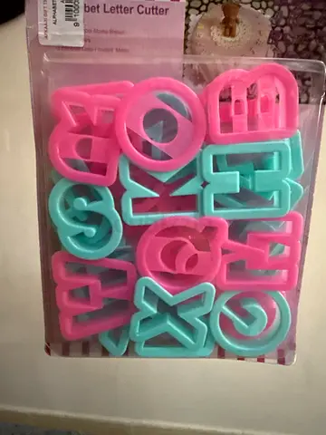 Set of Alphabet Cookie Cutters — Pink  Teal Plastic Letters