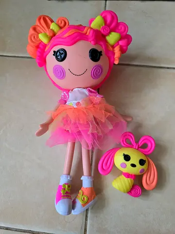 Lalaloopsy-style pink tutu doll with small pet toy - used