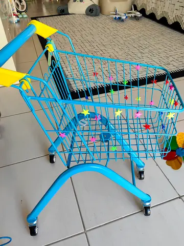 Kids Play Shopping Trolley Cart - Blue, Lightly Used