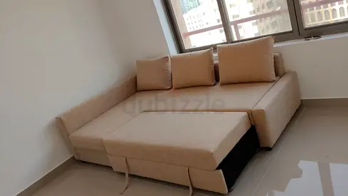 Ikea Beige L-shape Sofa Bed with Pull-out Storage - Good Condition