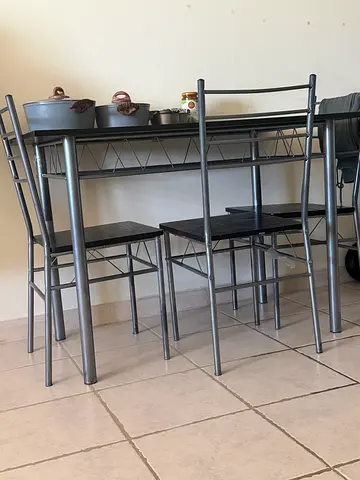 Metal Dining Table with 3 Matching Chairs - Good Condition
