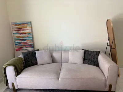 Light Beige 3-Seater Sofa with Cushions - Good Condition