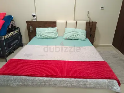 Queen Size Bed Frame with Padded Headboard - Good Condition