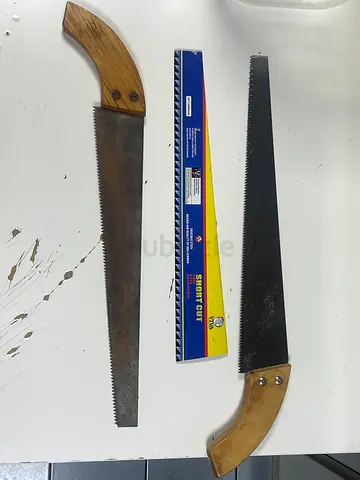 Pair of Handheld Wood Cutting Saws with Wooden Handles - Used