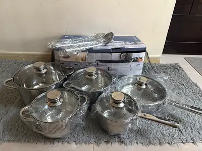 12 piece NEW Chefline Stainless Steel Cookware Set with Lids DISCOUNT!