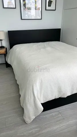 IKEA /Queen Bed Frame with mttress - Black, Good Condition