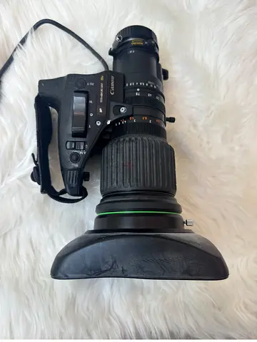 Canon ENG style zoom lens with viewfinder and matte box – professional broadcast lens
