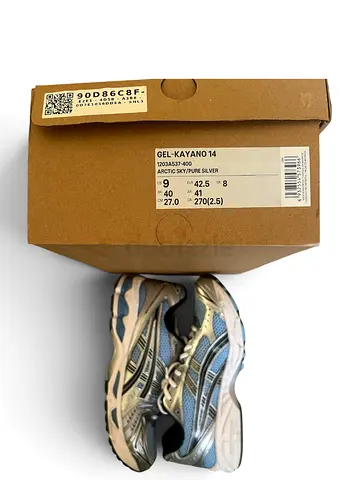 ASICS GEL-Kayano 14 Running Shoes - Arctic Sky/Pure Silver, Size EU 42.5 (US 9) - Lightly Used