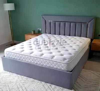Brend New fabric wooden King size 180x200 Bed with Madical Matress Available