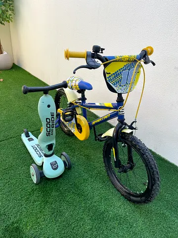 Kids bicycle and scooter