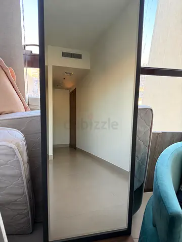 Full-Length Black Framed Standing Mirror - Good Condition