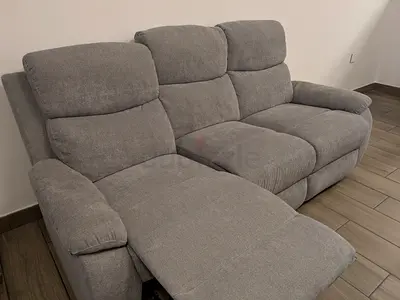 Grey 3-Seater Recliner Sofa