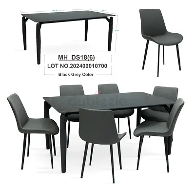 Brand New Modern Dining Set Marble Top 6 Seatr For Sale