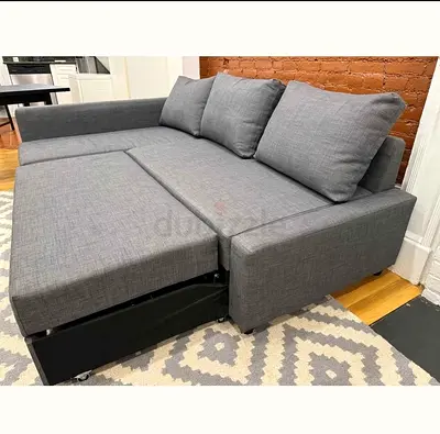 Grey 3-Seater Sofa Bed with Storage - Good Condition