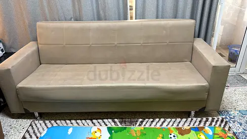 3-Seater Sofa bed with storage in Neutral Beige – Good Condition