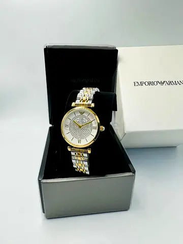 Emporio Armani two-tone womens watch with original box