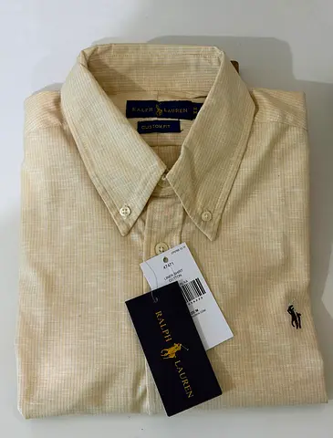 Ralph Lauren Men’s Custom Fit Button-Down Shirt - Beige, New with Tags