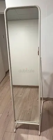 Free-standing Full-Length Mirror with White Metal Frame