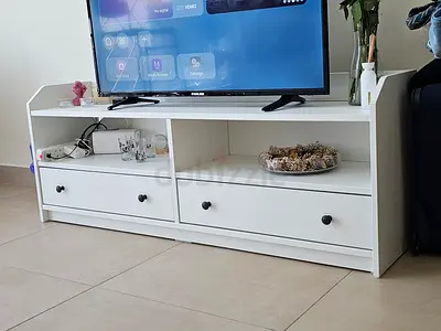 White TV Stand / Entertainment Unit with Drawers