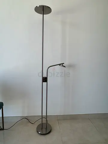 Modern Silver Metal Dual Floor Lamp with Reading Light 2set