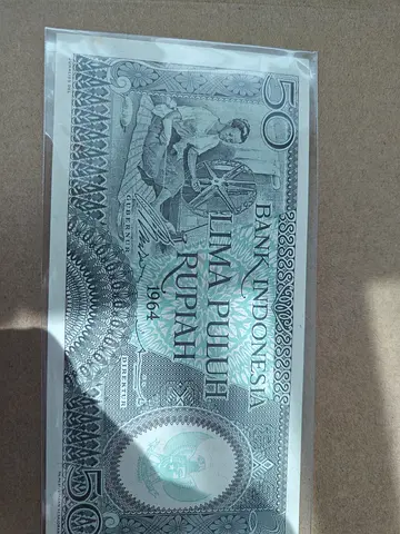 Vintage 1964 Indonesia 50 Rupiah Banknote (Lima Puluh Rupiah) - Good Condition