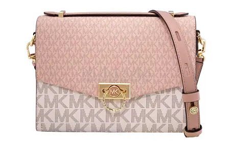 Light Pink Michael Kors Crossbody Bag (MK Monogram) - Good Condition
