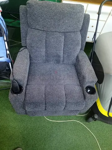 Luxury Lift Recliner Chair with Cup Holders Grey Fabric Sofa Chair