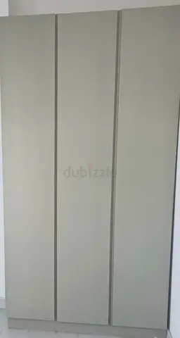2x Simple 3-Door Wardrobe in Light Grey - Good Condition- total 2 pcs