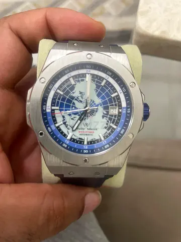 Welly Merck Mens World Map Stainless Steel Sport Watch - Automatic