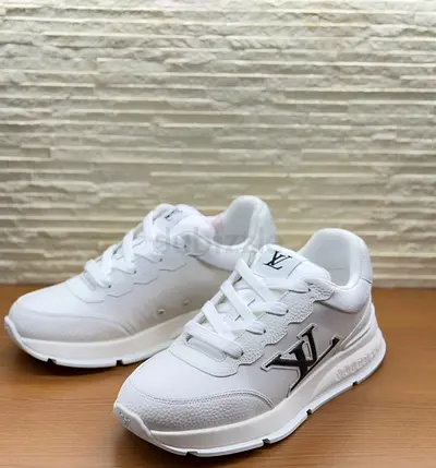 White Louis Vuitton-style Casual Sneakers - Size Not Specified