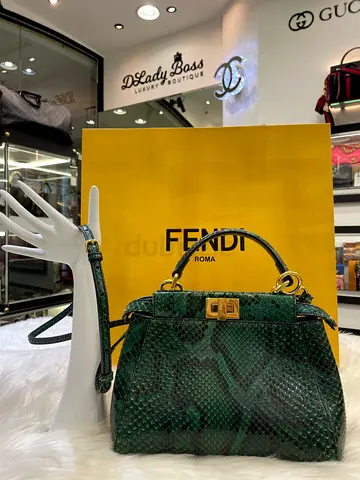 Fendi Green Peekaboo Mini Python Top Handle Bag (Authentic/PreOwned)