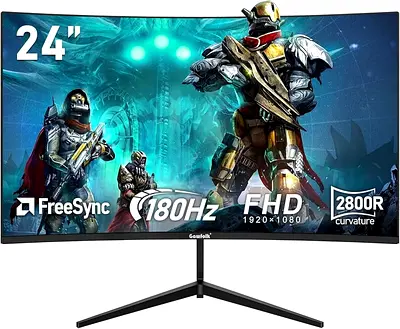 Gawfolk 24 Inch 180Hz Gaming Monitor Full HD 1ms Slightly Curved AMD FreeSync